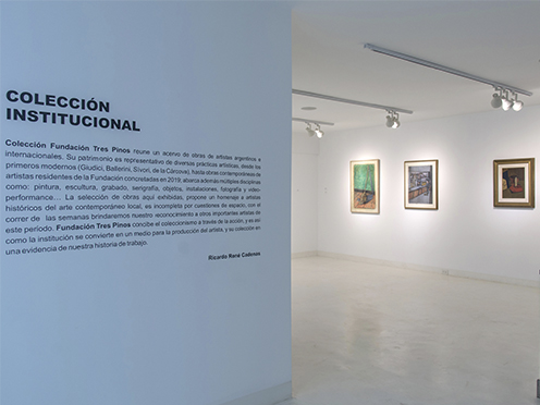 Fotografía de la exhibición "Colección en diálogos" de Bruno del Giudice, Agustín González Goytía y Lucrecia Lionti.